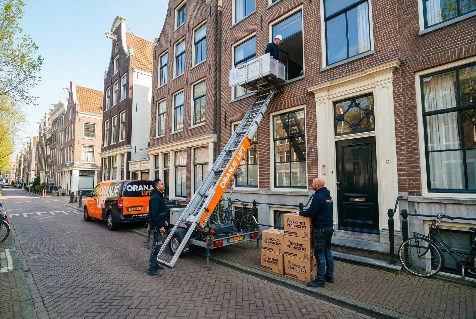 Aanhangerlift voor verhuizing in smalle straat Den Haag